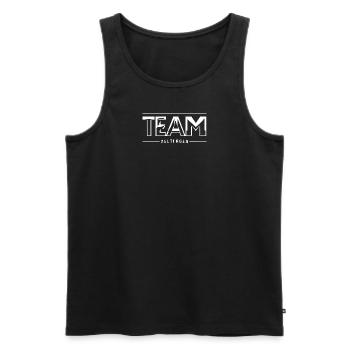 Team Zeltlager – Original für echte Outdoor-Fans - Männer Premium Bio Tank Top - Schwarz - Vorne - Michal (187cm)
