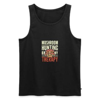Mushroom hunting is my therapy - Männer Premium Bio Tank Top - Schwarz - Vorne - Michal (187cm)