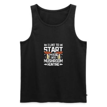 Start the day with mushroom hunting - Männer Premium Bio Tank Top - Schwarz - Vorne - Michal (187cm)