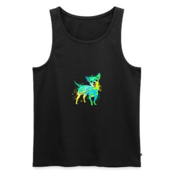 colorful splash art dog lover chihuahua - Männer Premium Bio Tank Top - Schwarz - Vorne - Michal (187cm)