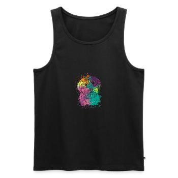 Colorful Splash Art Dog Lover Yorkie - Men's Premium Organic Tank Top - black - Front - Michal (187cm)