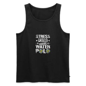 Le stress est causé par le fait de ne pas jouer suffisamment au water-polo - Débardeur bio Premium Homme - noir - Devant - Michal (187cm)