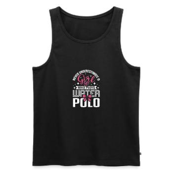Never underastimate a girl who plays water polo - Men's Premium Organic Tank Top - black - Front - Michal (187cm)