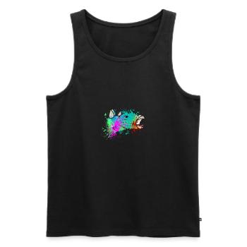 Splash art Dinosaur Stegosaurus head - Männer Premium Bio Tank Top - Schwarz - Vorne - AI Model Male 178 light (178cm)