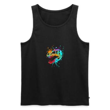 Splash Dinosaur Tyrannosaurus rex T-rex head - Men's Premium Organic Tank Top - black - Front - Michal (187cm)