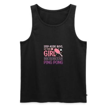 Laissez cette fille vous montrer comment jouer au ping-pong - Débardeur bio Premium Homme - noir - Devant - Michal (187cm)
