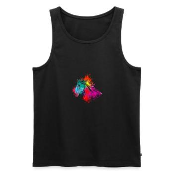 Colorful Splash Art Farm animaux Tête de cheval - Débardeur bio Premium Homme - noir - Devant - Michal (187cm)