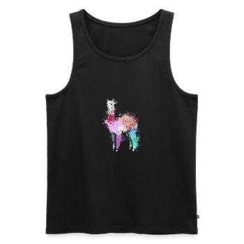 Colorful Splash Art Farm animals alpaca Llama - Männer Premium Bio Tank Top - Schwarz - Vorne - Michal (187cm)