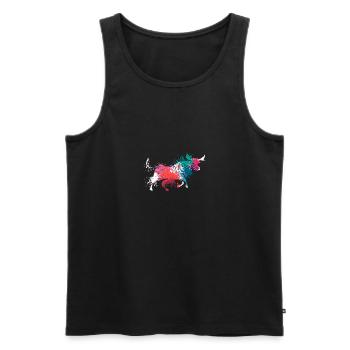 Colorful Splash Art Farm animals bull ox - Men's Premium Organic Tank Top - black - Front - Michal (187cm)