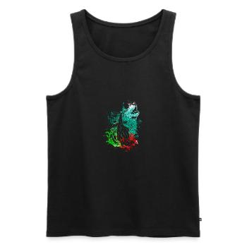 Splash Art Heulender Wolf - Männer Premium Bio Tank Top - Schwarz - Vorne - AI Model Male 178 light (178cm)