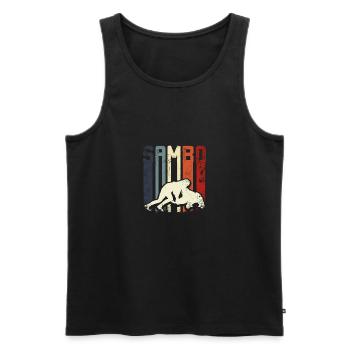 Retro vintage sambo fighter - Men's Premium Organic Tank Top - black - Front - Michal (187cm)