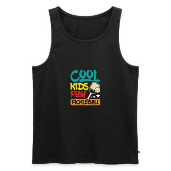 Children Cool kids play pickleball - Men's Premium Organic Tank Top - black - Front - AI Model Male 178 light (178cm)