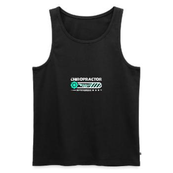 Chiropractor in progress - Men's Premium Organic Tank Top - black - Front - AI Model Male 178 light (178cm)
