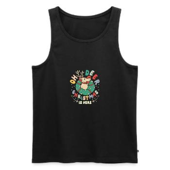Groovy oh deer christmas is here - Männer Premium Bio Tank Top - Schwarz - Vorne - Michal (187cm)