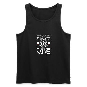 Sit at home pet my pekingese and drink wine - Men's Premium Organic Tank Top - black - Front - Michal (187cm)