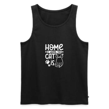 La maison, c’est là où se trouve le chat - Débardeur bio Premium Homme - noir - Devant - Michal (187cm)
