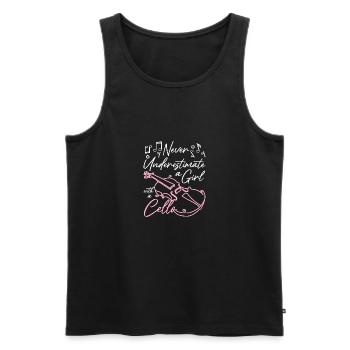 Never underestimate a girl with a cello - Men's Premium Organic Tank Top - black - Front - AI Model Male 178 light (178cm)