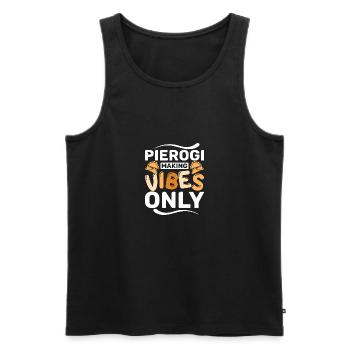 Pierogi making vibes only - Men's Premium Organic Tank Top - black - Front - AI Model Male 178 light (178cm)