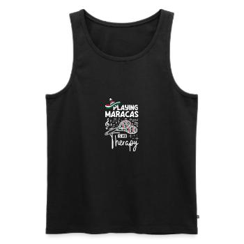 Playing maracas is my therapy - Men's Premium Organic Tank Top - black - Front - AI Model Male 178 light (178cm)