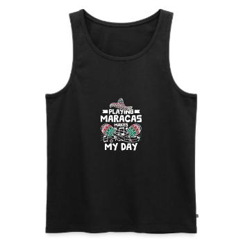 Playing maracas makes my day - Men's Premium Organic Tank Top - black - Front - AI Model Male 178 light (178cm)
