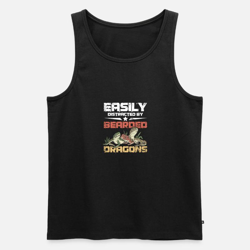 Easily distracted by bearded dragons - Männer Premium Bio Tank Top - Schwarz