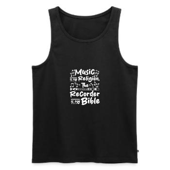 La musique est ma religion, la flûte à bec est ma bible - Débardeur bio Premium Homme - noir - Devant - Michal (187cm)