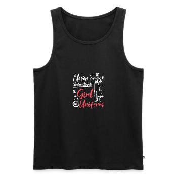 Never underestimate a girl in uniform - Men's Premium Organic Tank Top - black - Front - AI Model Male 178 light (178cm)