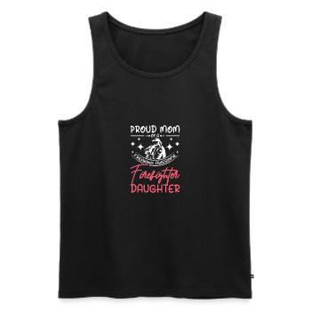 Proud mom of an awesome firefighter daughter - Männer Premium Bio Tank Top - Schwarz - Vorne - AI Model Male 178 light (178cm)