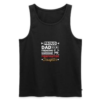 Proud dad of an awesome firefighter daughter - Men's Premium Organic Tank Top - black - Front - AI Model Male 178 light (178cm)