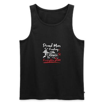 Proud mom of an awesome firefighter son - Männer Premium Bio Tank Top - Schwarz - Vorne - AI Model Male 178 light (178cm)