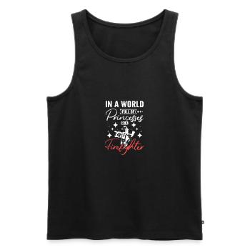 In a world full of princesses be a firefighter - Men's Premium Organic Tank Top - black - Front - AI Model Male 178 light (178cm)