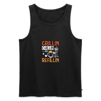 Grillin chillin and refillin Tailgate - Männer Premium Bio Tank Top - Schwarz - Vorne - AI Model Male 178 light (178cm)