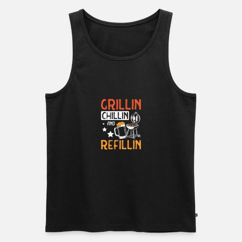 Grillin chillin and refillin Tailgate - Männer Premium Bio Tank Top - Schwarz