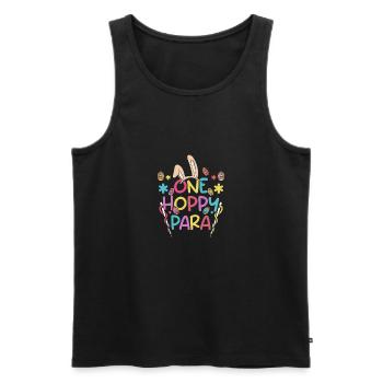 Easter Bunnies One Hoppy Para - Männer Premium Bio Tank Top - Schwarz - Vorne - Michal (187cm)