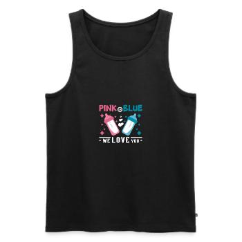 Pink or blue we love you Gender Reveal pregnancy - Männer Premium Bio Tank Top - Schwarz - Vorne - Michal (187cm)