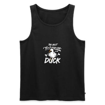 The best therapist is my pet pekin duck - Männer Premium Bio Tank Top - Schwarz - Vorne - Michal (187cm)