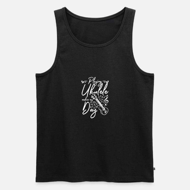 Playing ukulele makes my day - Männer Premium Bio Tank Top - Schwarz