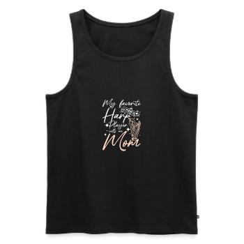 Fête des mères, mon joueur de harpe préféré m’appelle maman - Débardeur bio Premium Homme - noir - Devant - Michal (187cm)