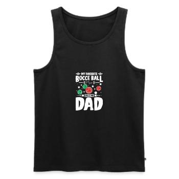 Mon joueur de pétanque préféré m’appelle papa - Débardeur bio Premium Homme - noir - Devant - Michal (187cm)