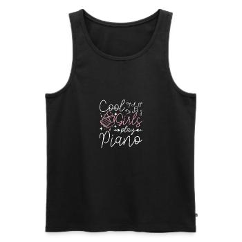 Cool girls play piano - Men's Premium Organic Tank Top - black - Front - AI Model Male 178 light (178cm)