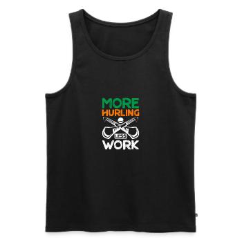 More Hurling Less Work - Men's Premium Organic Tank Top - black - Front - Michal (187cm)