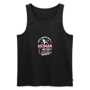 Ne sous-estimez jamais une femme qui fait de l’escrima - Débardeur bio Premium Homme - noir - Devant - AI Model Male 178 light (178cm)