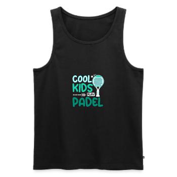 Children Cool kids play Padel - Men's Premium Organic Tank Top - black - Front - AI Model Male 178 light (178cm)