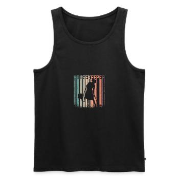 Retro Vintage Housekeeper - Männer Premium Bio Tank Top - Schwarz - Vorne - Michal (187cm)