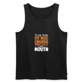 Je suis fan de fitness Fit’ness Churro dans la bouche - Débardeur bio Premium Homme - noir - Devant - AI Model Male 178 light (178cm)