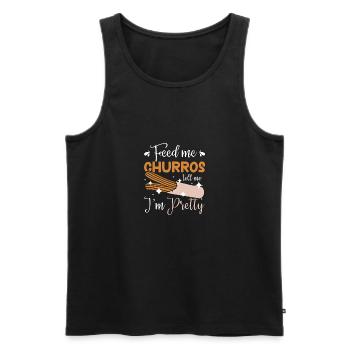 Nourris-moi des churros, dis-moi que je suis jolie - Débardeur bio Premium Homme - noir - Devant - Michal (187cm)