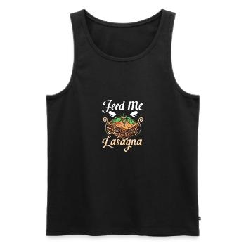 Nourrissez-moi de lasagnes - Débardeur bio Premium Homme - noir - Devant - AI Model Male 178 light (178cm)