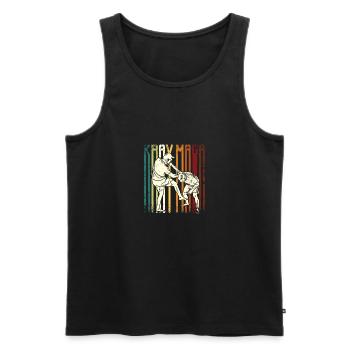 Krav maga rétro vintage - Débardeur bio Premium Homme - noir - Devant - AI Model Male 178 light (178cm)