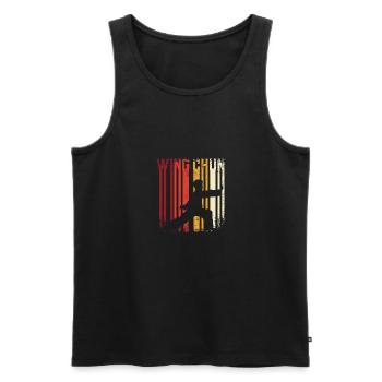 Rétro Vintage Wing chun - Débardeur bio Premium Homme - noir - Devant - Michal (187cm)