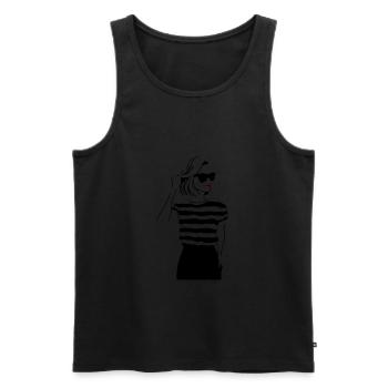 Girl with red Lips - Débardeur bio Premium Homme - noir - Devant - AI Model Male 178 light (178cm)